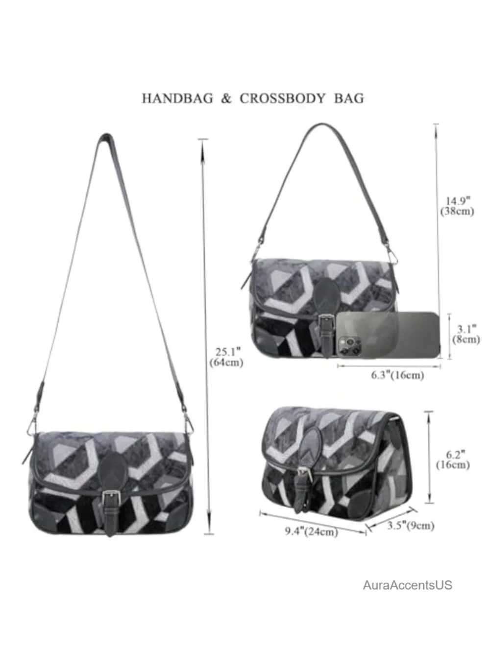 Women's Satchel Bag Crossbody Zipper Closure Patchwork Handbags with 2